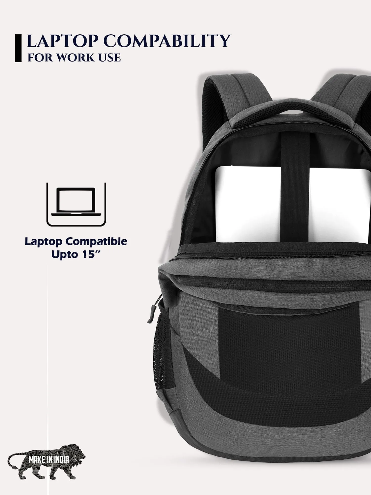 Lavie Sport Pinnacle 34L Laptop Backpack For Men & Women | College Bag For Boys & Girls Grey