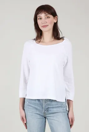 Linen-Cotton Crop Tee, White