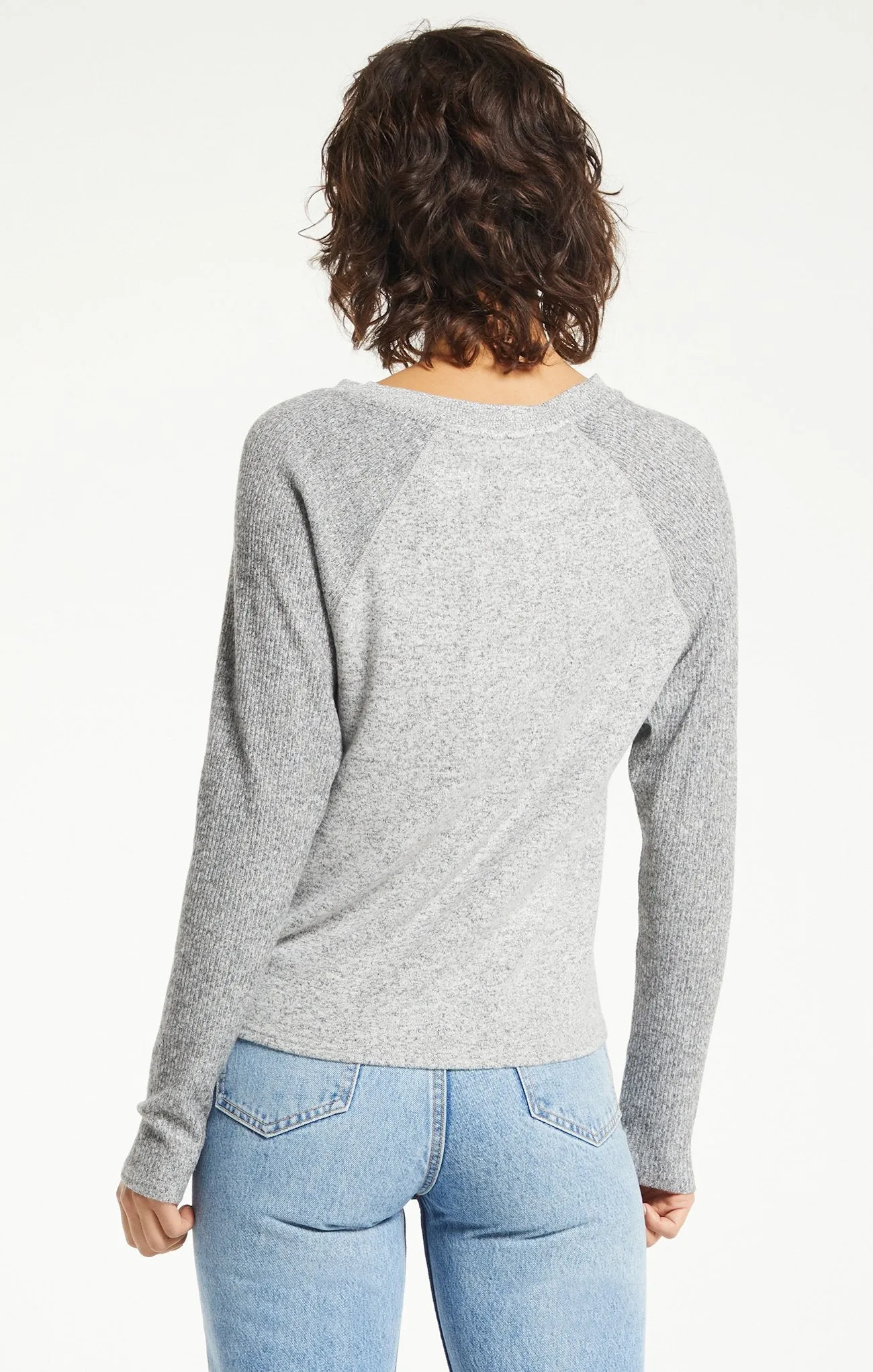 Long Sleeve Lana Marled Top | Heather Grey, Black