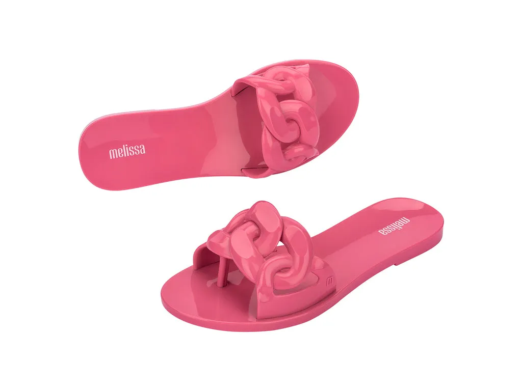 Melissa Jelly Chain AD Pink Flat Flip Flop Slip Ons For Women