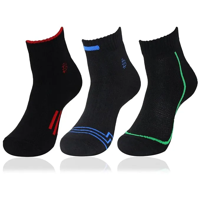 Men Cushioned Black Ankle Sports Socks- Pack of 3