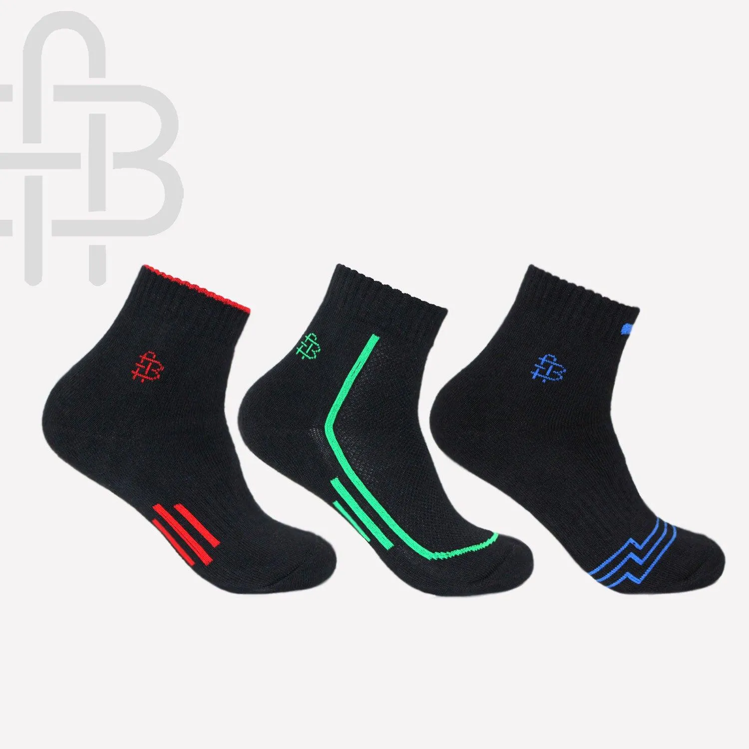 Men Cushioned Black Ankle Sports Socks- Pack of 3