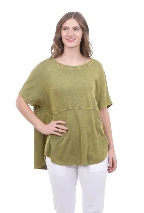 Mineral-Wash Button Top, Olive