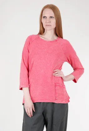 Mineral Wash Patch Pockets Top, Raspberry