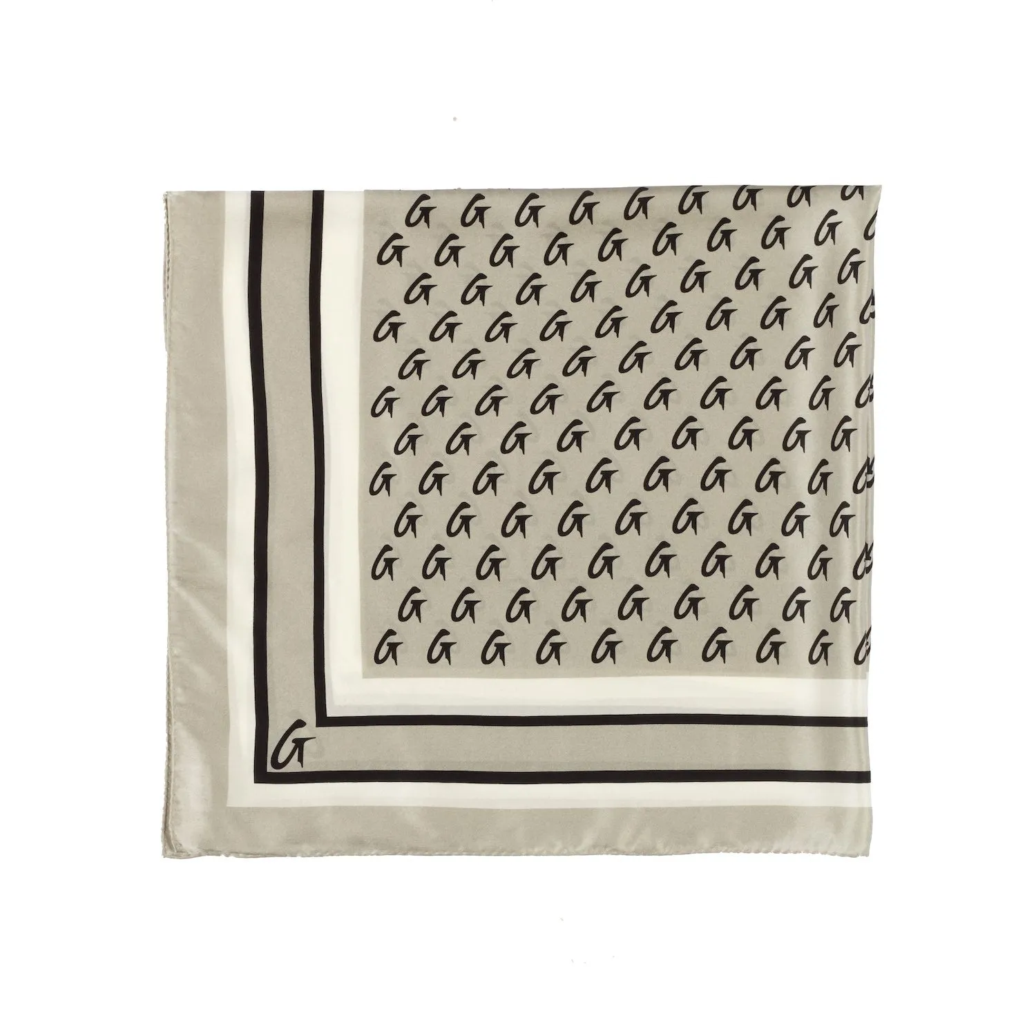 MONOGRAM SILK SCARF SILVER-LARGE