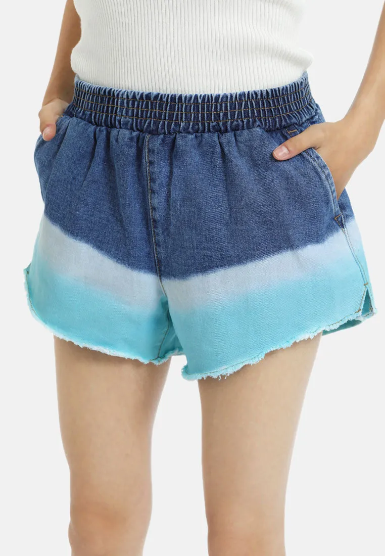 Multicolor Tie Dye Denim Shorts