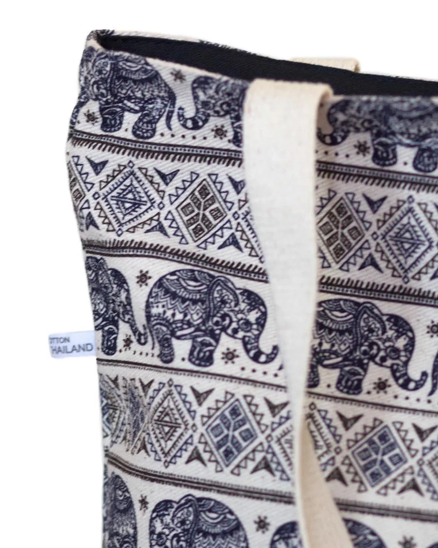 Navy Elephant Tote Bag