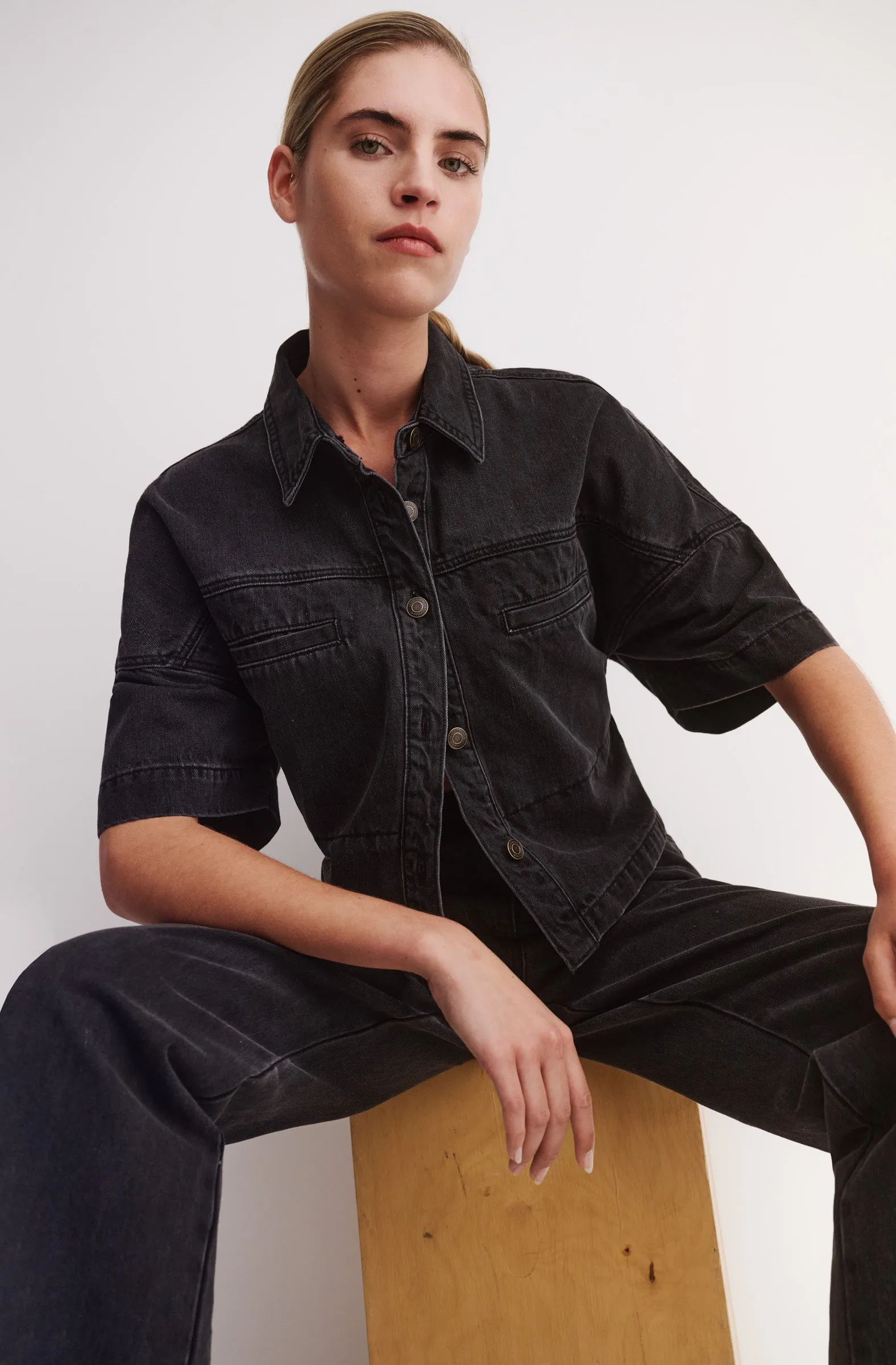 Noir Denim Shirt_Black