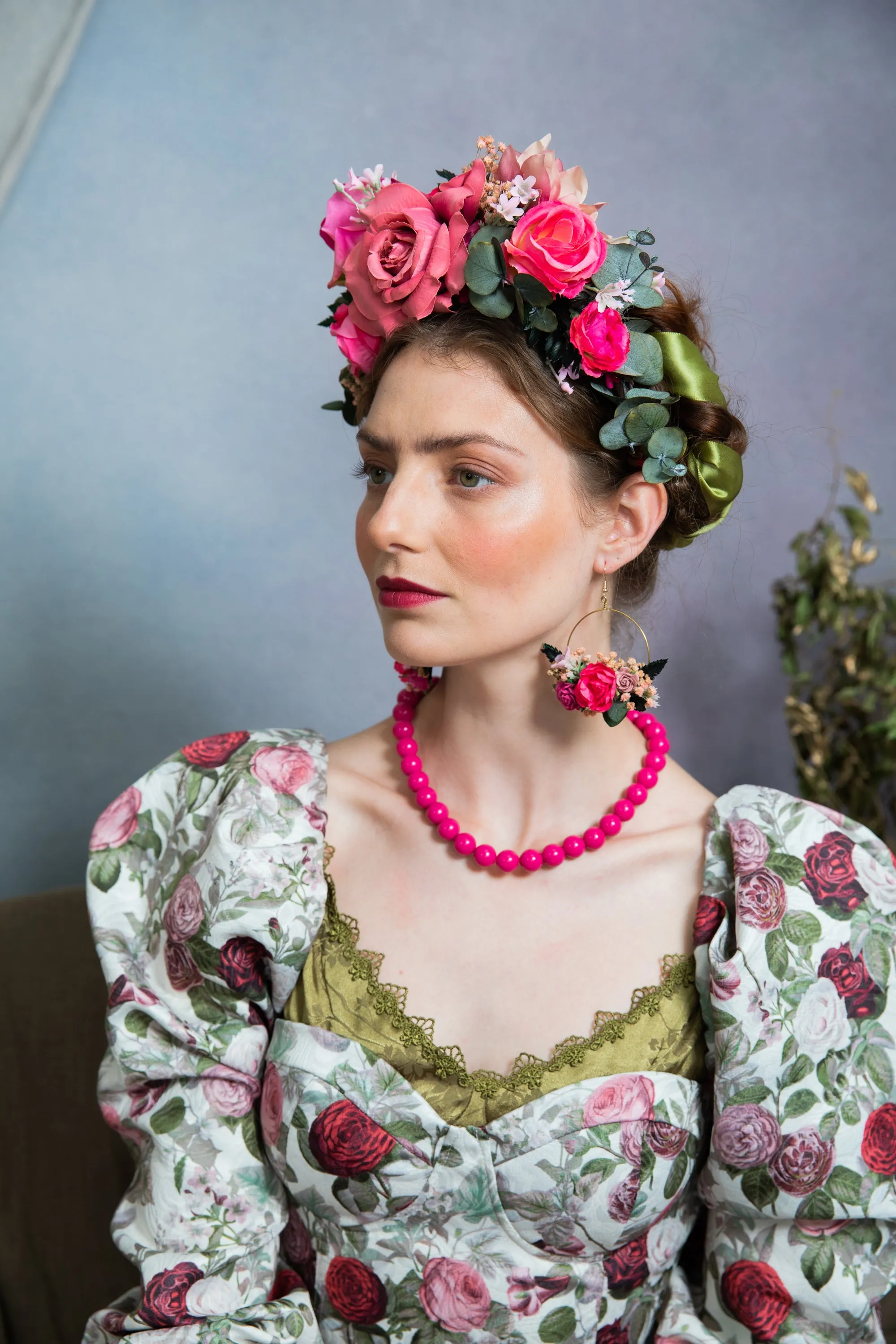 Pink Frida Kahlo flower headband