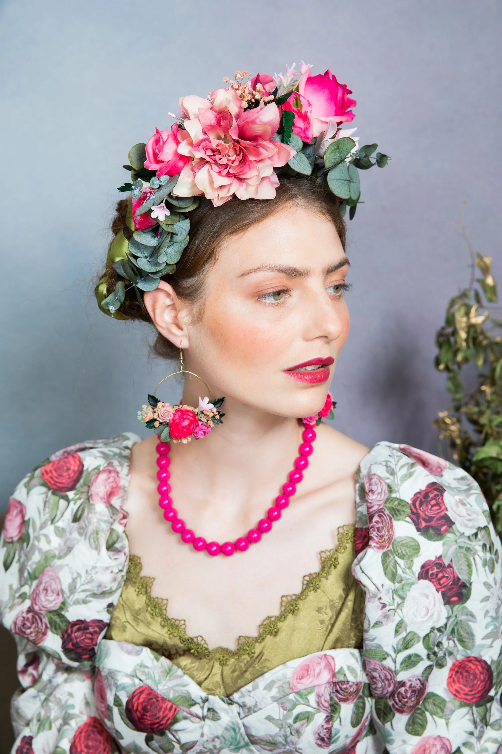 Pink Frida Kahlo flower headband