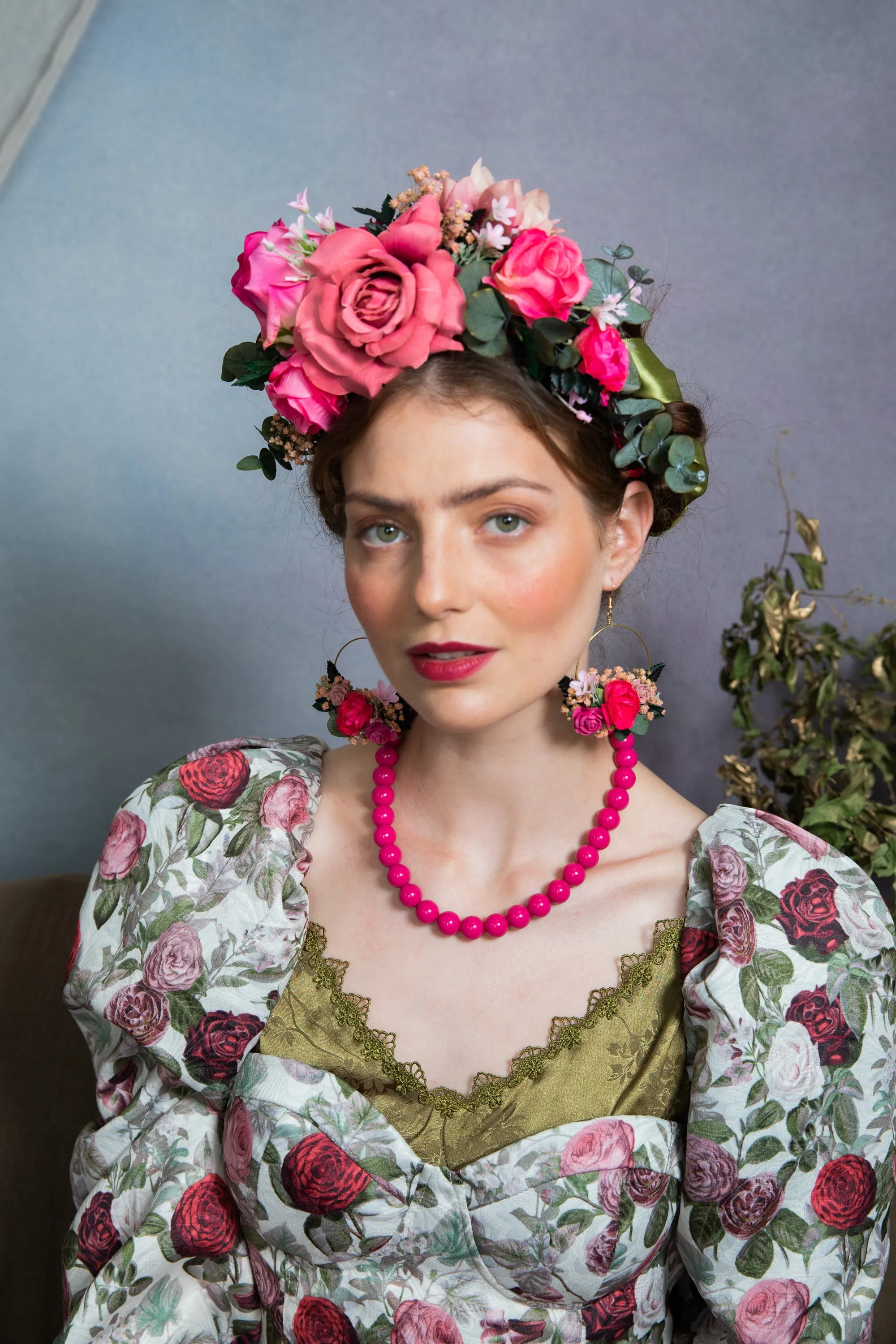 Pink Frida Kahlo flower headband