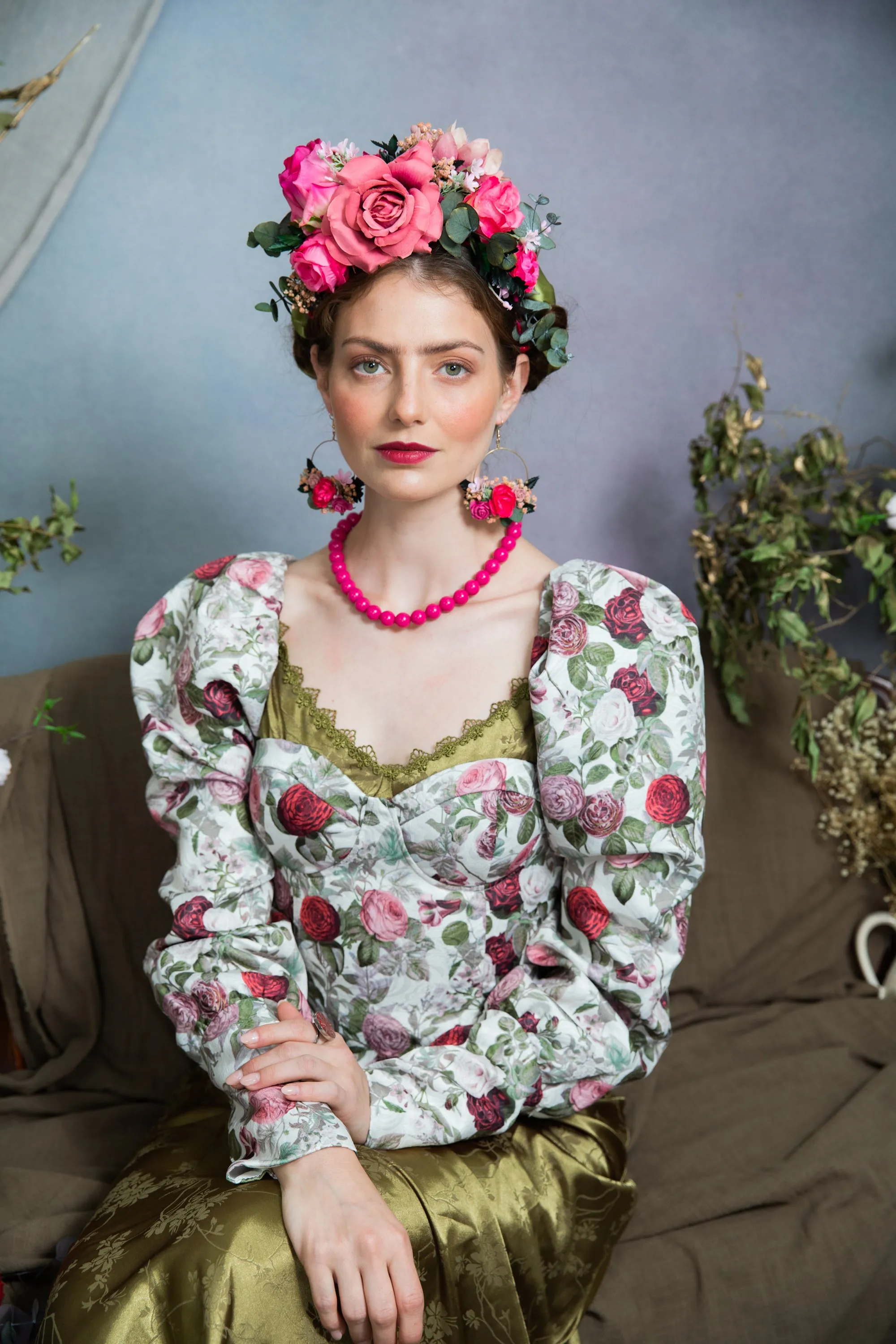 Pink Frida Kahlo flower headband