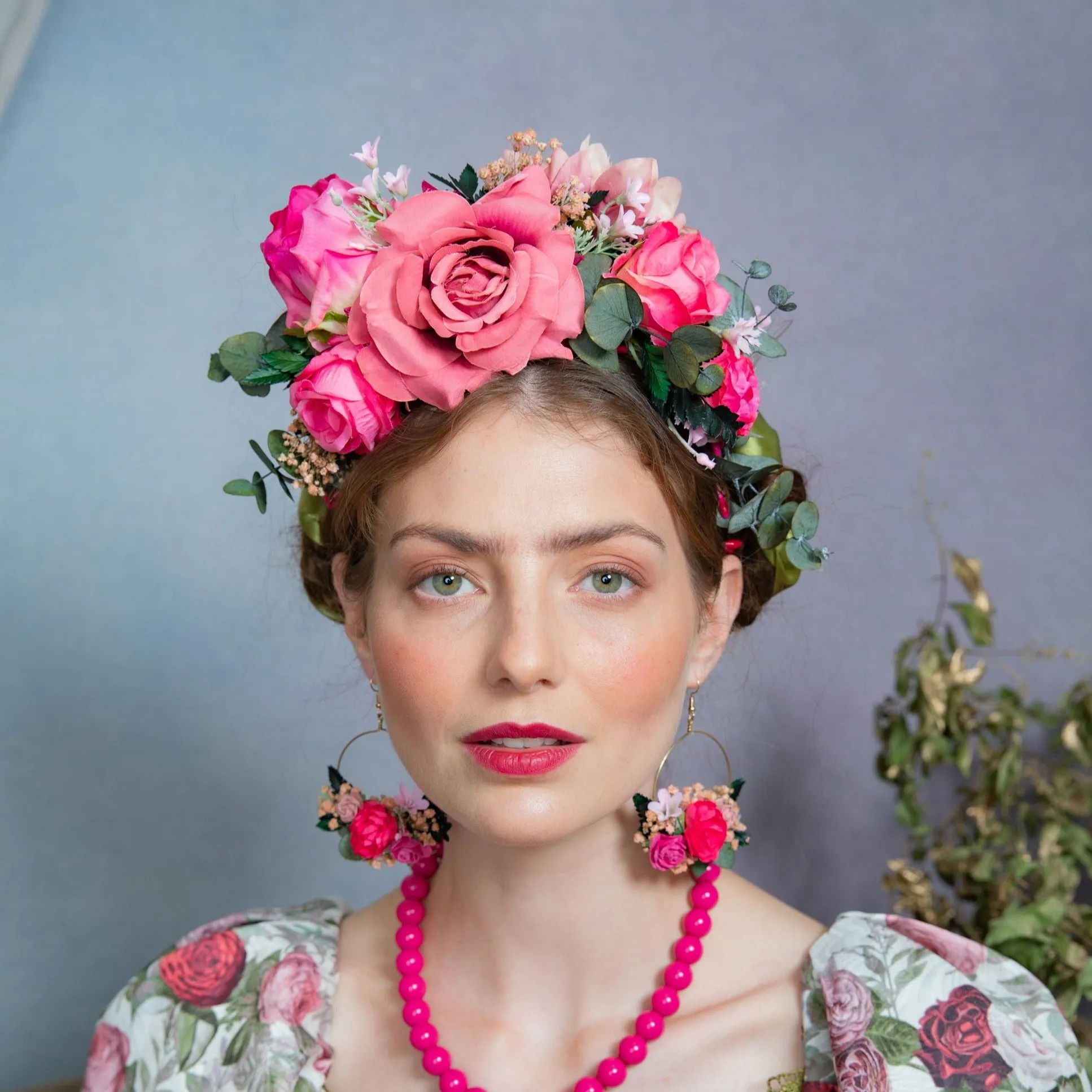 Pink Frida Kahlo flower headband