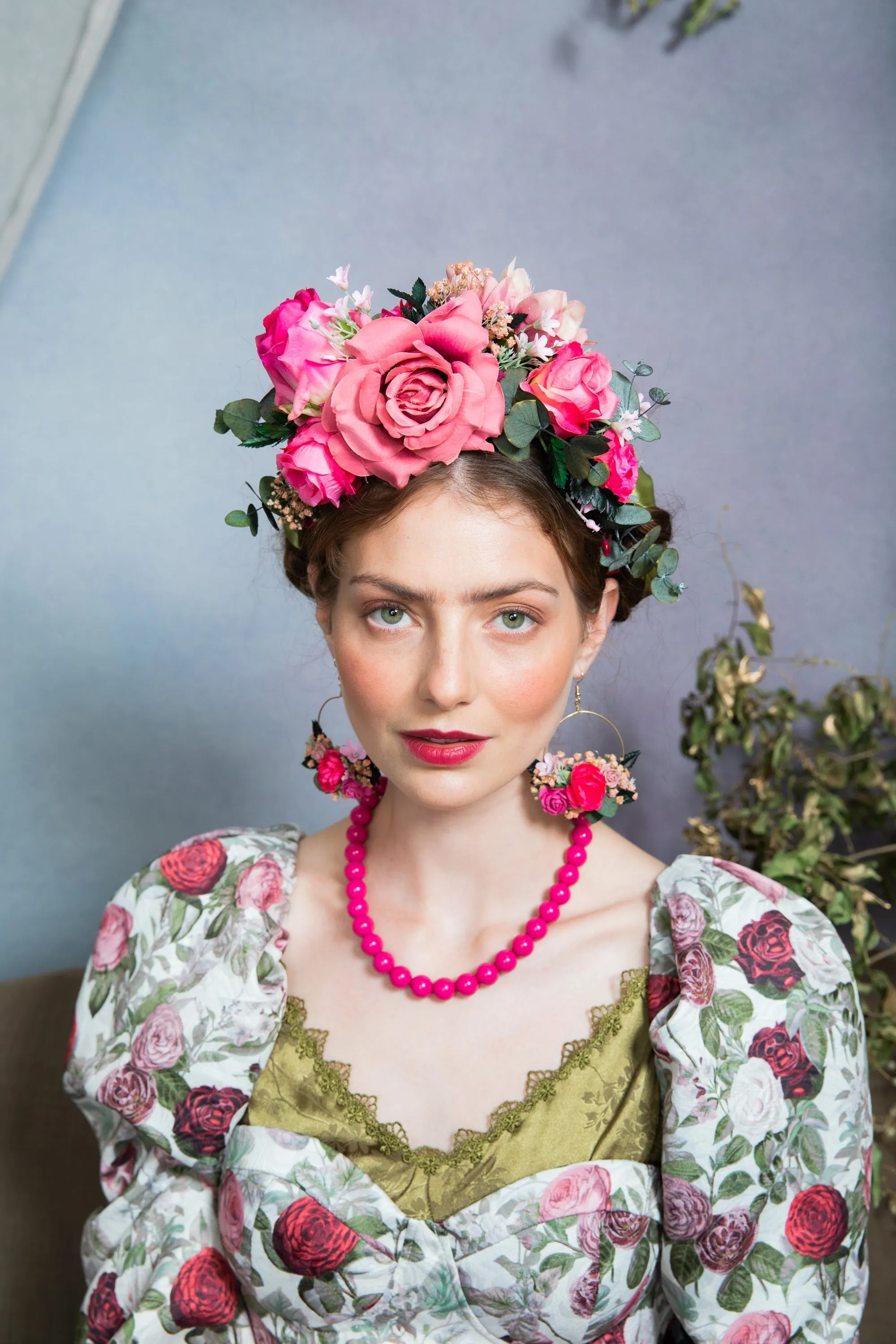 Pink Frida Kahlo flower headband