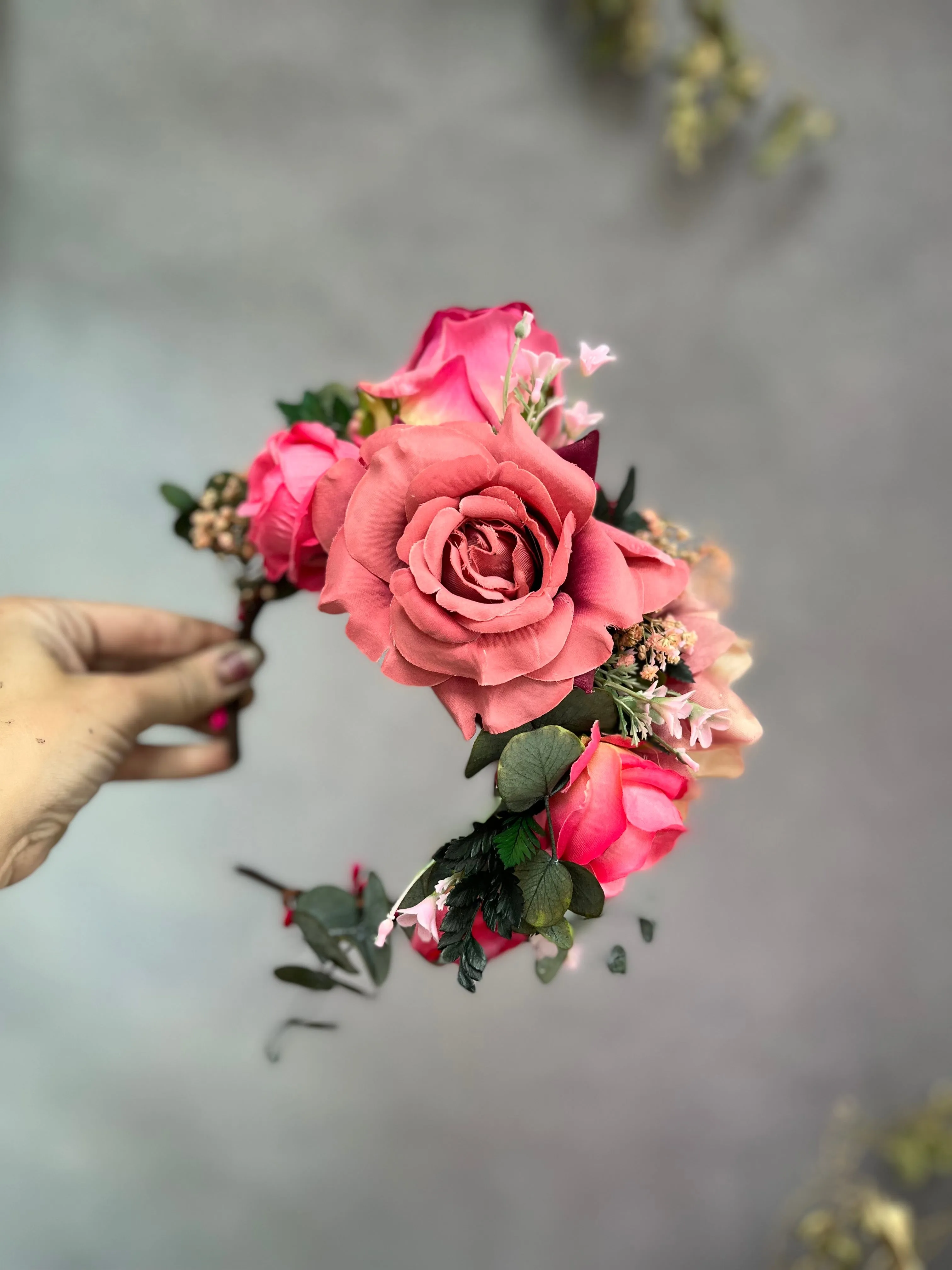 Pink Frida Kahlo flower headband