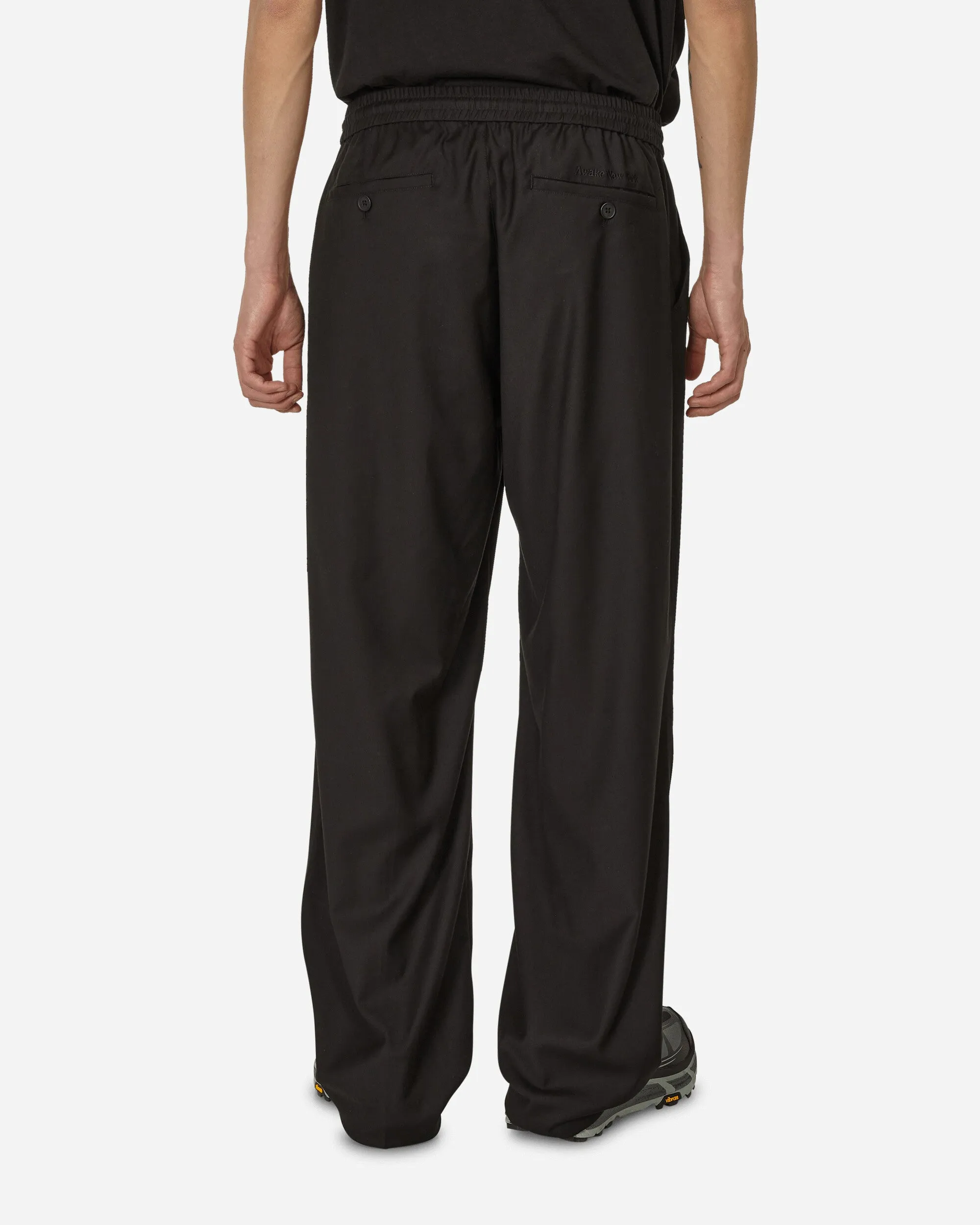 Pleated Wool Pants Black