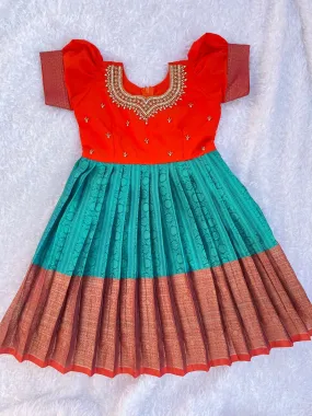 PRE ORDER : Regal Ruby and Teal Ensemble Frock