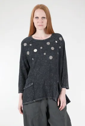 Rain Dots Patch Pockets Top, Black