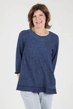 Raw Hem Cotton Slub Tunic, Denim