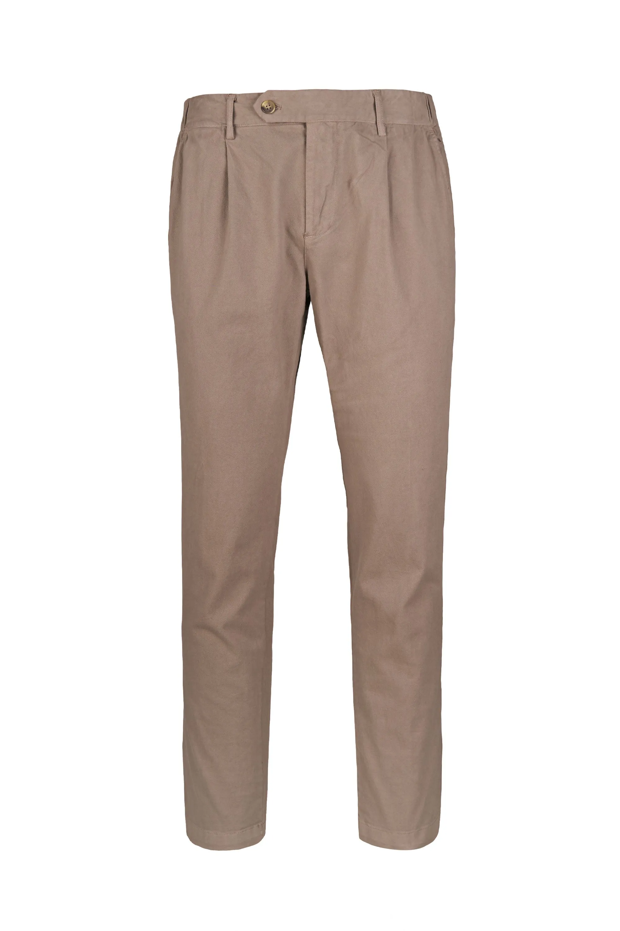 Stretch Cotton Twill Chino Pants with Pleats