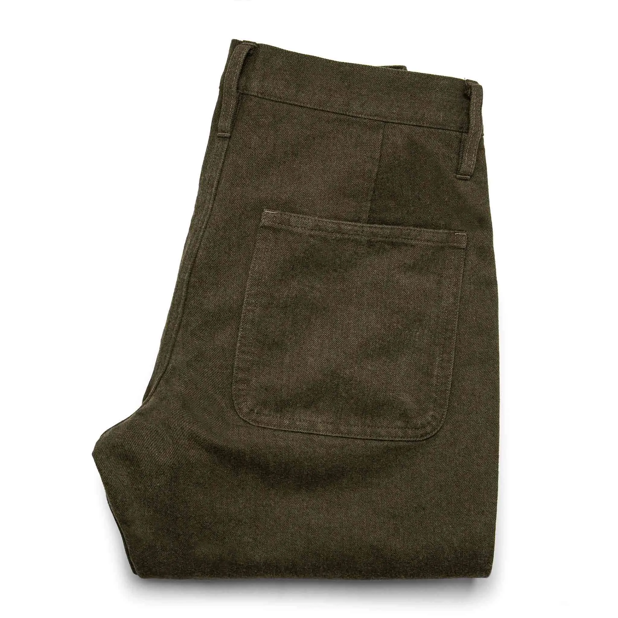 The Camp Pant in Heather Olive Twill