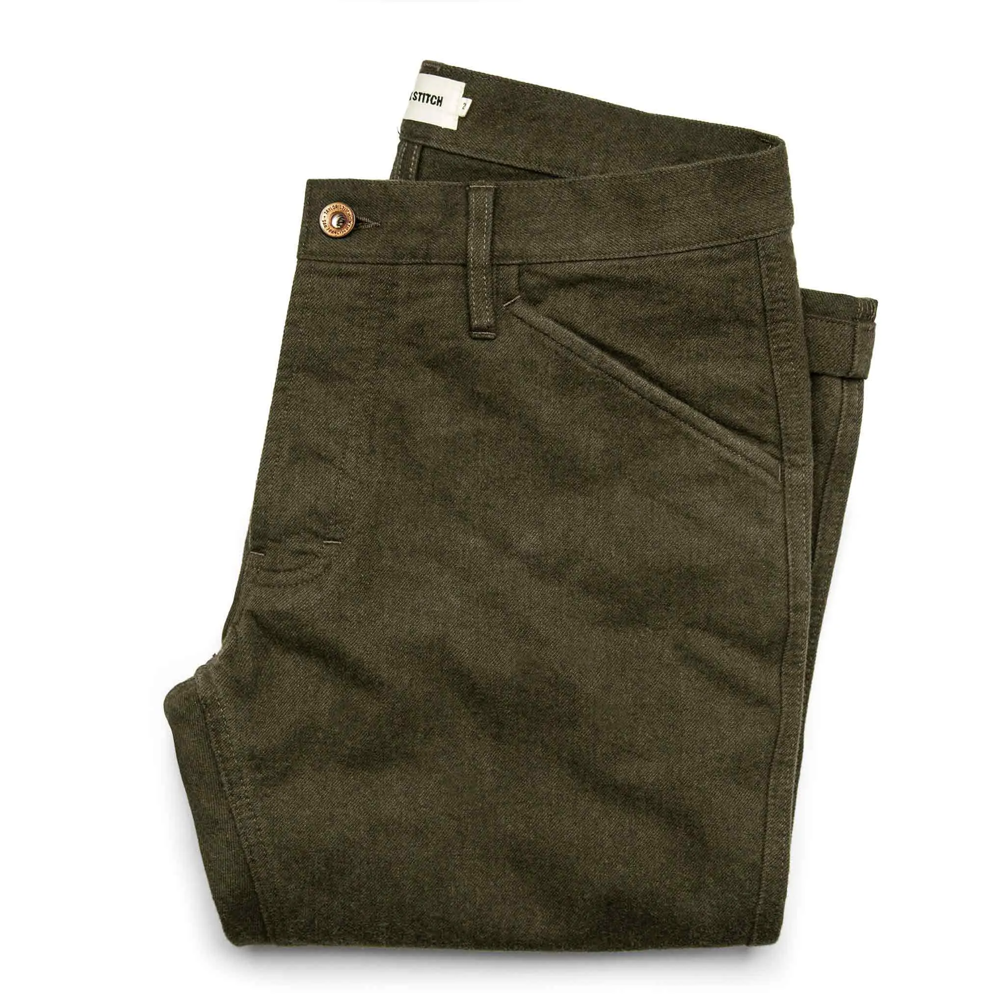 The Camp Pant in Heather Olive Twill