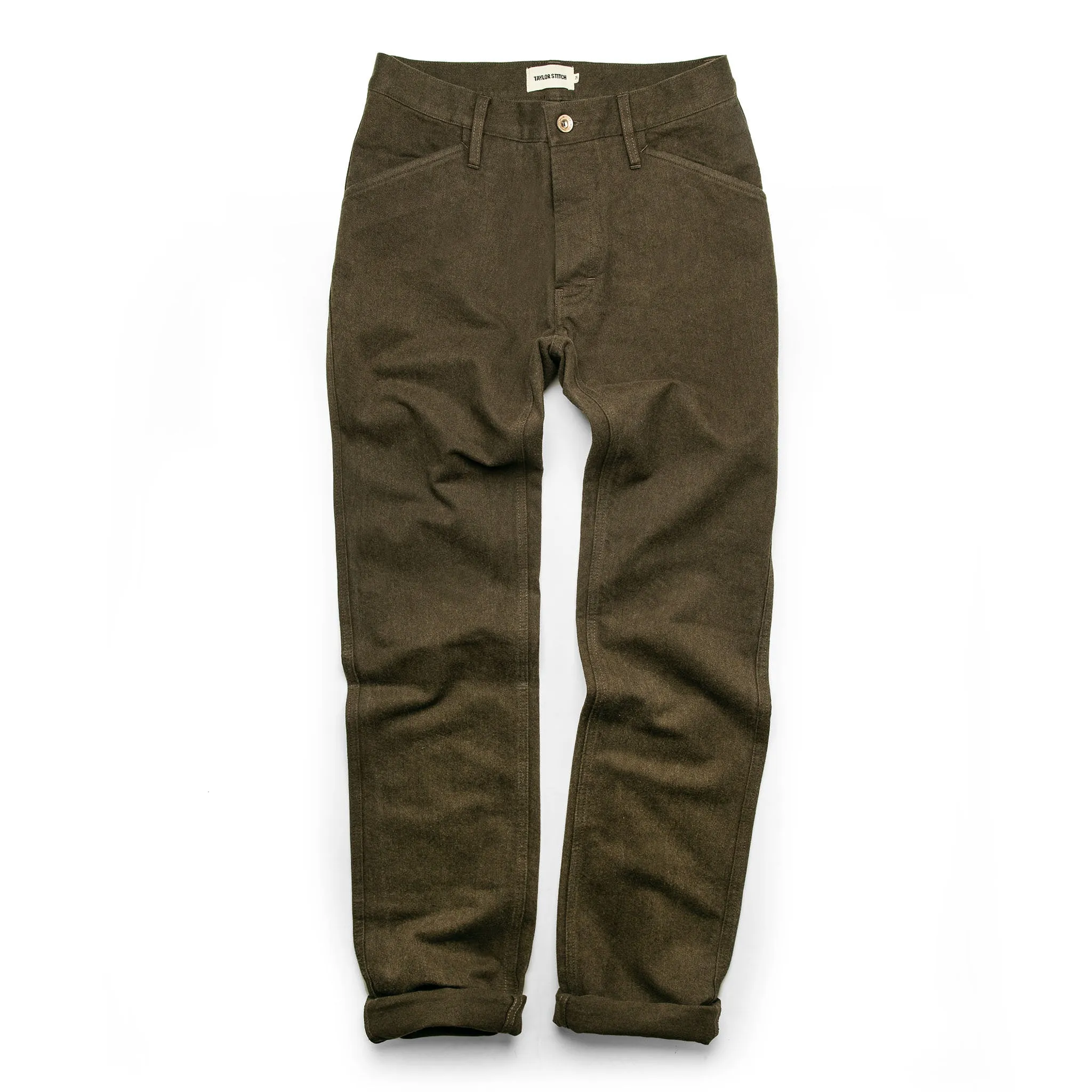 The Camp Pant in Heather Olive Twill