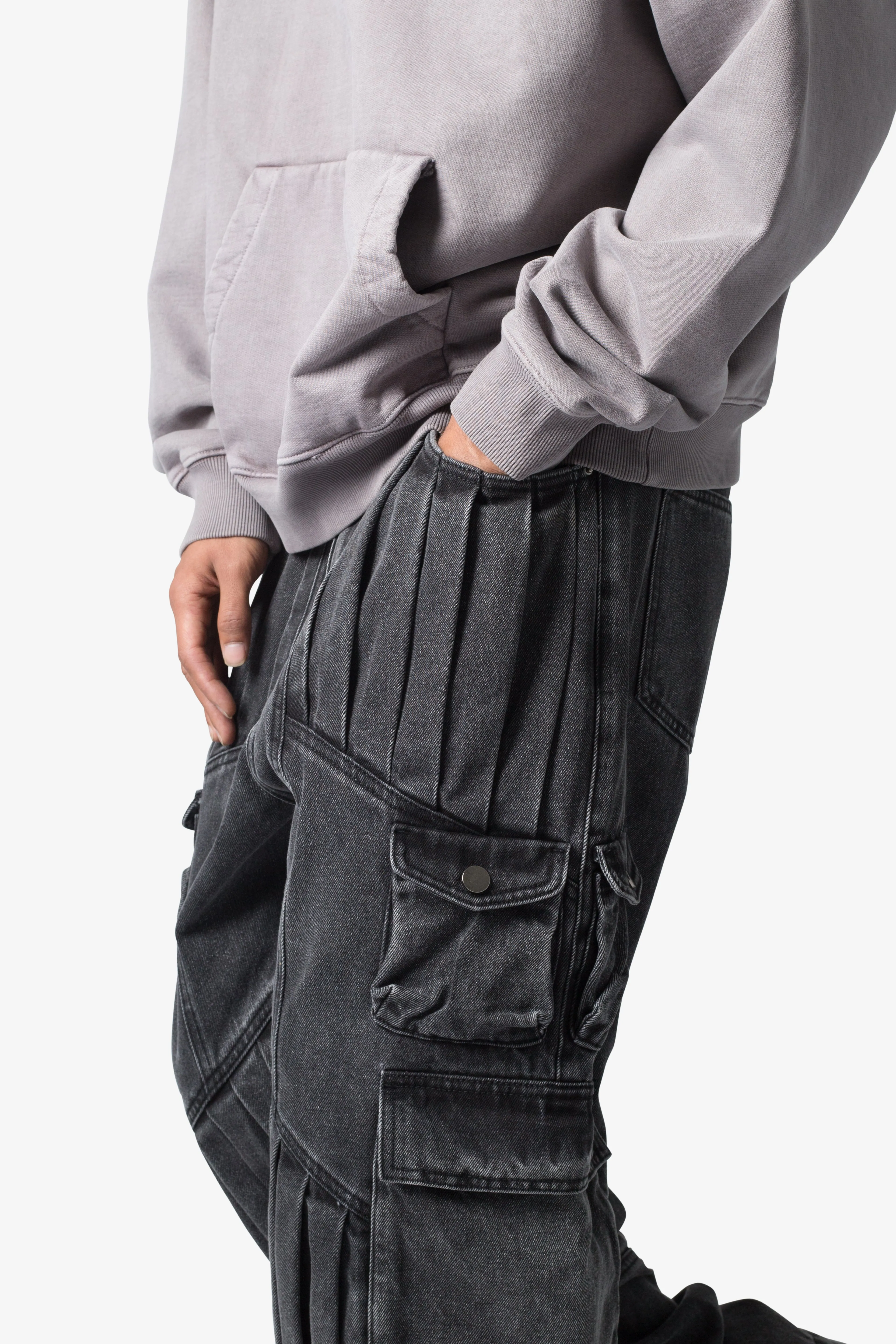 Ultra Baggy Pleated Denim - Washed Black