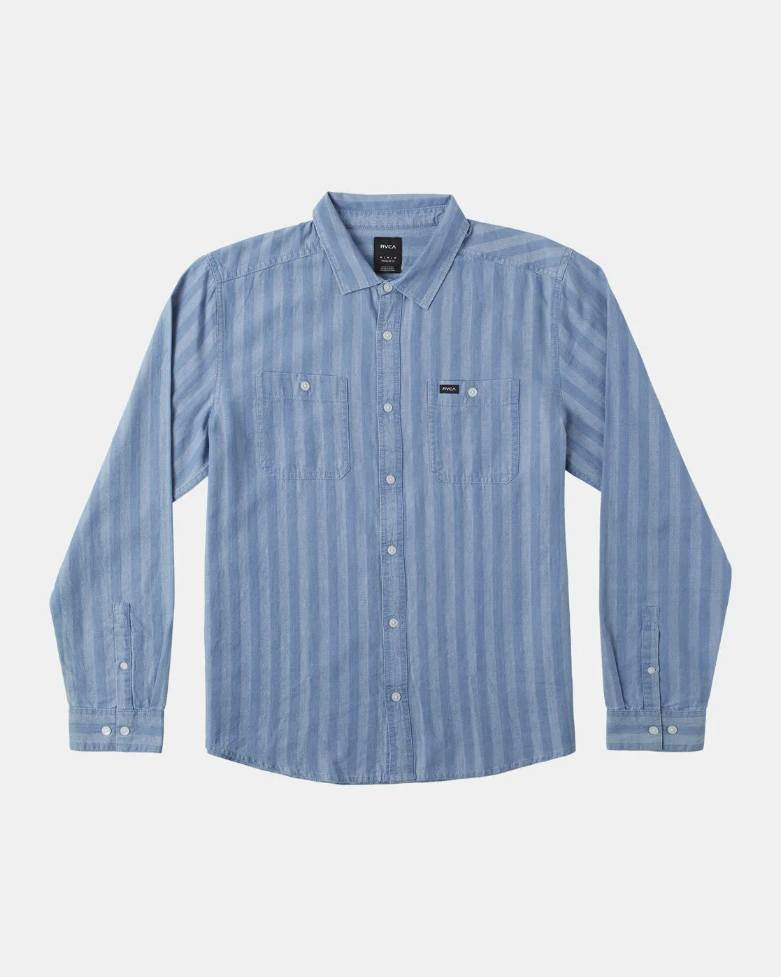 Walker Stripe Long Sleeve Shirt - Washed Indigo